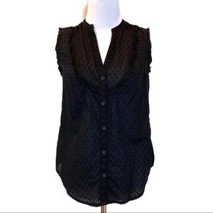 Old Navy Swiss Dot Ruffle Bib Sleeveless Blouse